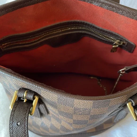 Authentic Louis Vuitton Damier Ebene Bucket Marais Shoulder Bag Purse Brown - Picture 7 of 16